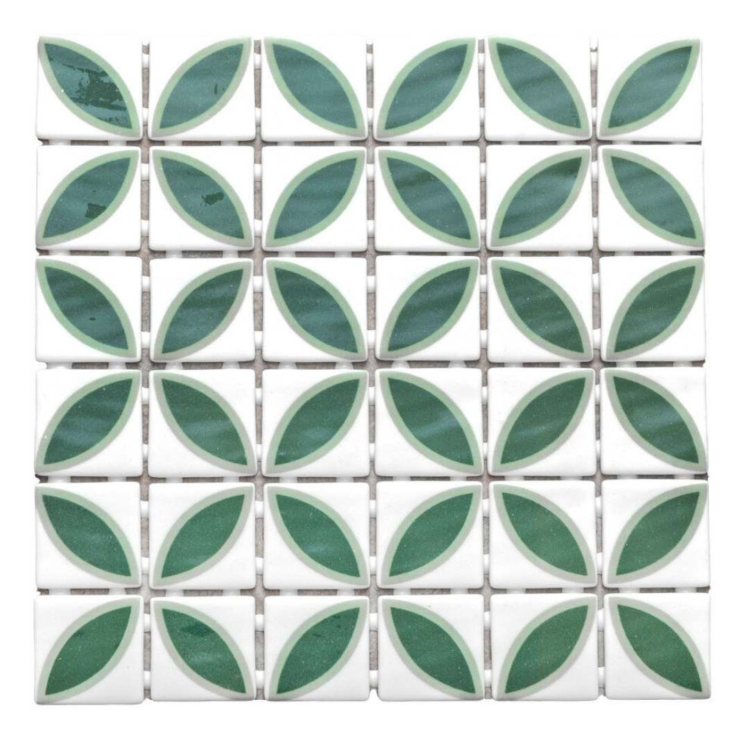 Timeless Penta Lily Glass Mosaic Tile