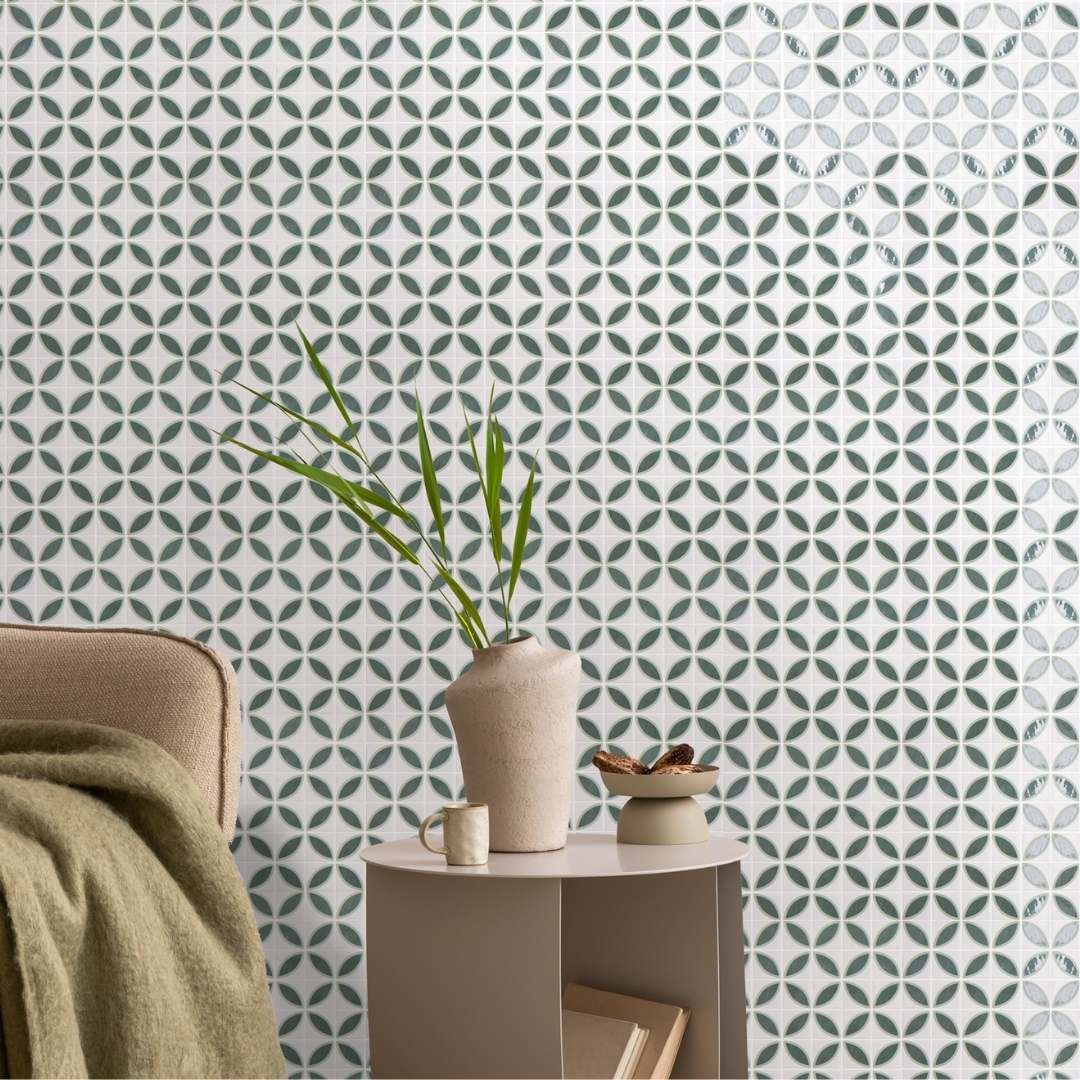 Timeless Penta Lily Glass Mosaic Tile