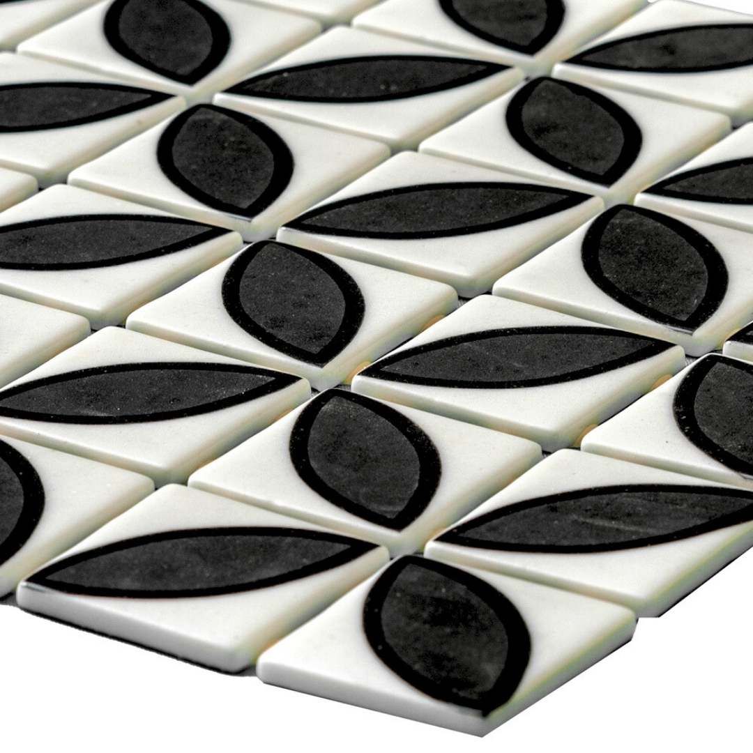 Timeless Penta Lily Glass Mosaic Tile