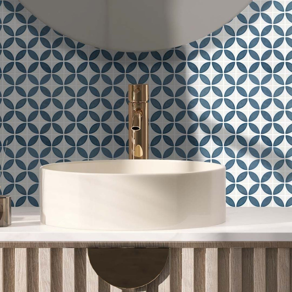 Timeless Penta Lily Glass Mosaic Tile