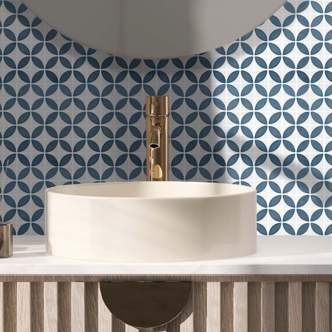 Timeless Penta Lily Glass Mosaic Tile